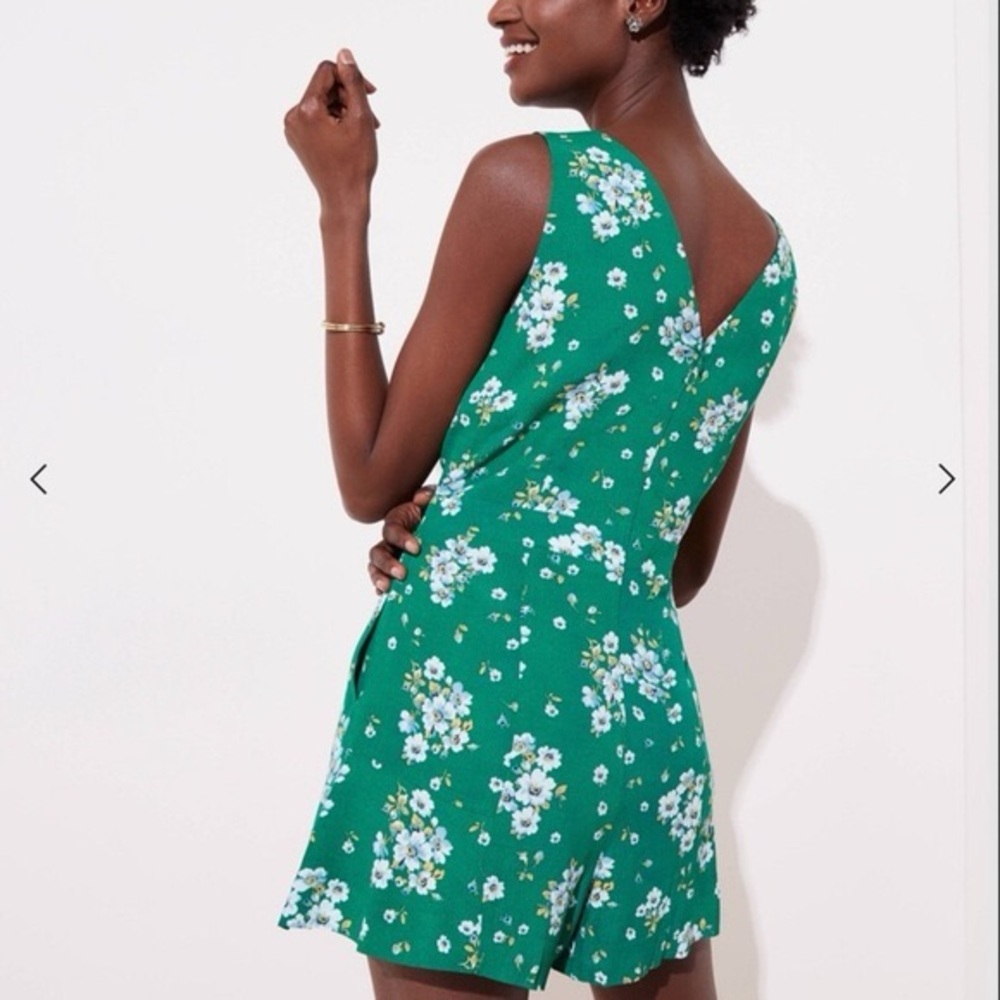 LOFT Emerald Floral Romper - Picture 2 of 9